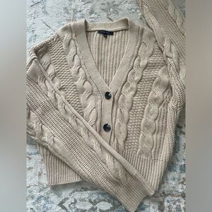 Love Tree Tan Cropped Knit Sweater. Size Large.